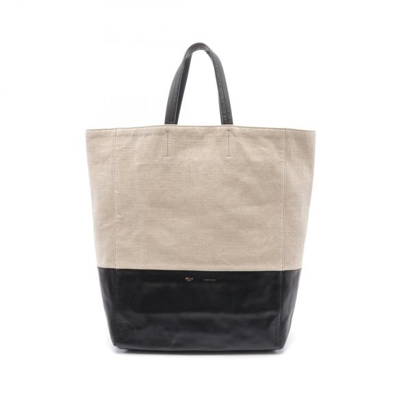 Celine Black Bag Vertical Beige Tote Leather Cabas - Picture 1 of 7